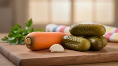 Ik kook een heel lekker tussendoortje van wortels en augurken (zowel snel als veel)